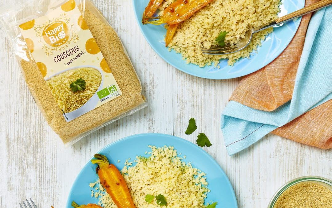 Carottes rôties au cumin et graines de couscous