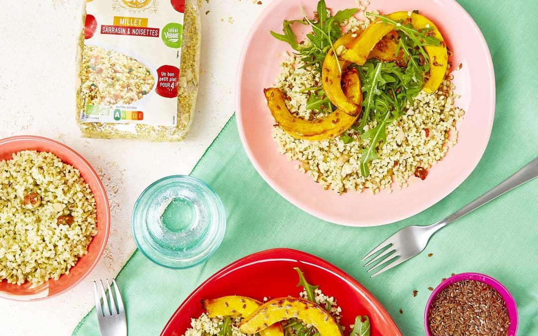 Potimarron au millet, sarrasin & noisettes